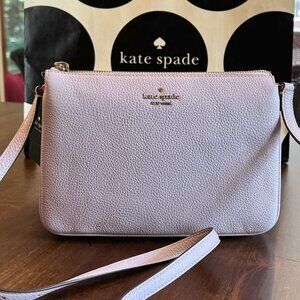 Kate Spade Leila Pebbled Leather Triple Gusset Crossbody in Lilac Moonlight